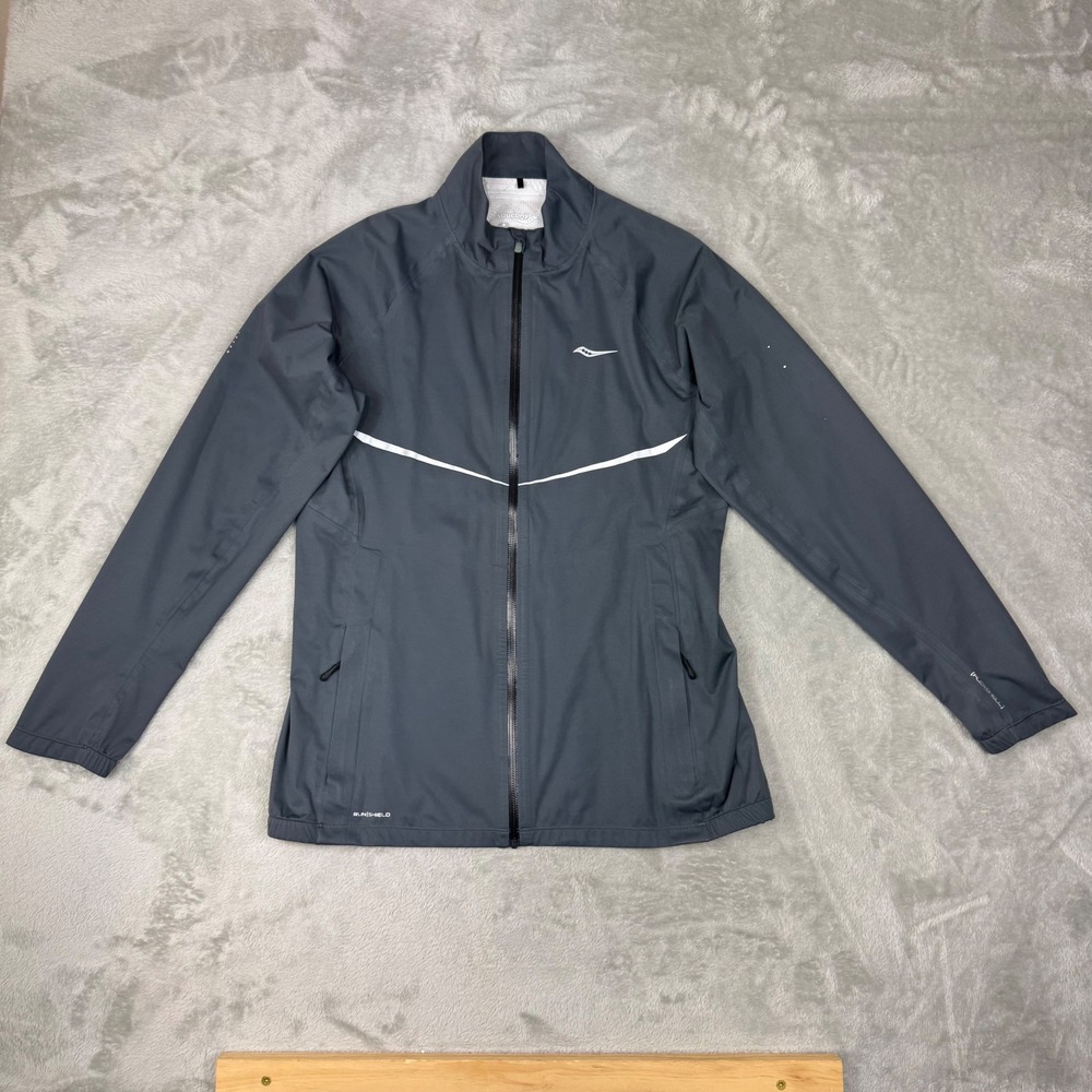 Saucony Women's Medium Reflex Shell Running Jacket Gray Reflective Full Zip